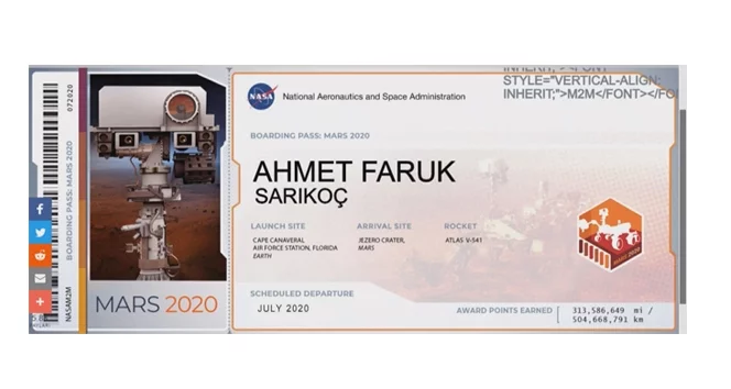 2,5 milyon Türk ismini Mars'a göndermek istiyor
