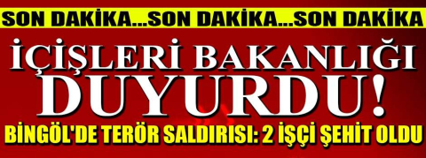 İçişleri Bakanlığı duyurdu! Bingöl'de terör saldırısı: 2 işçi şehit oldu